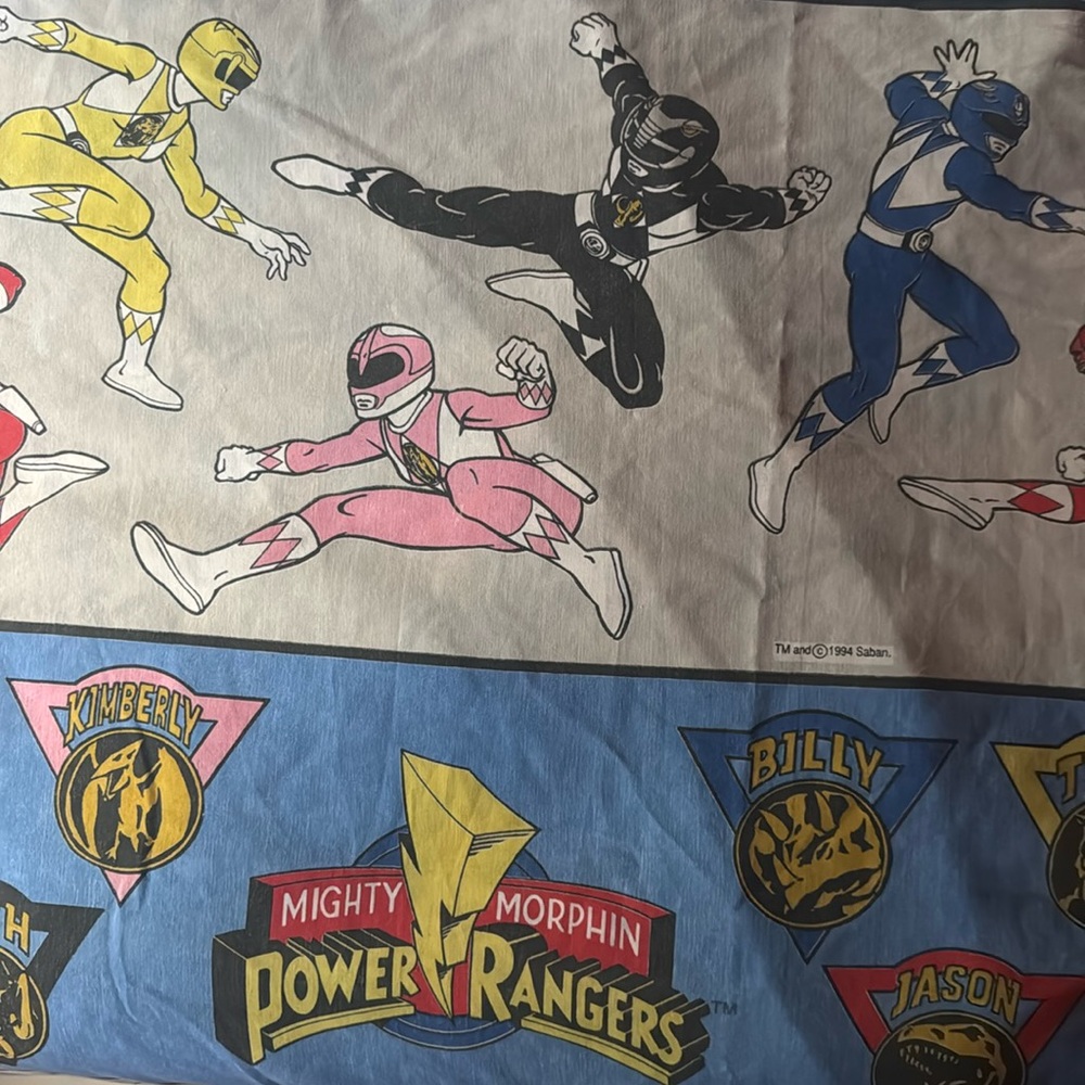 90's Vintage Mighty Morphin Power Rangers Twin Cotton Flat Sheet